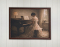 "Piano Lady" Vintage Style print-Framed