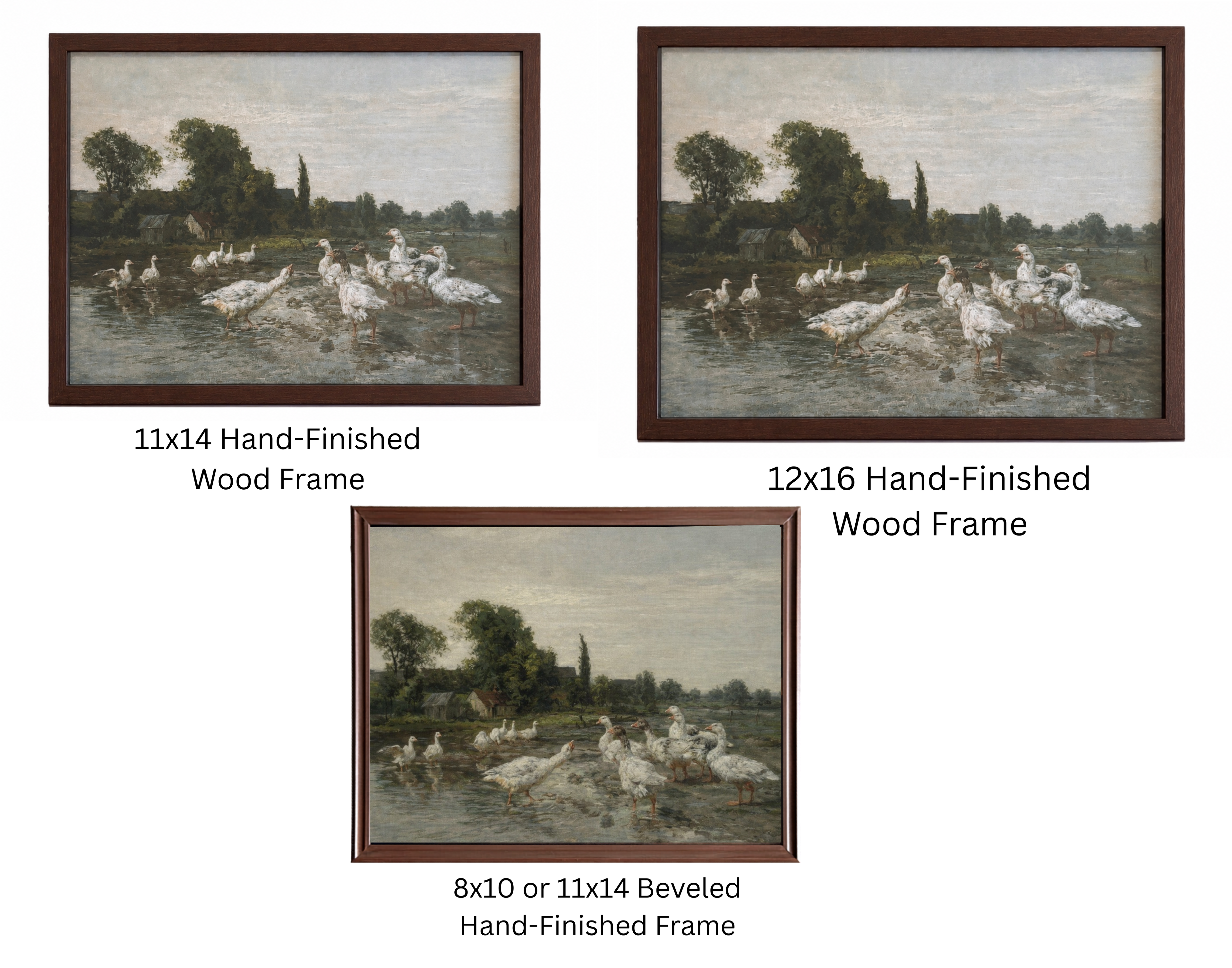 Vintage Geese Landscape Print