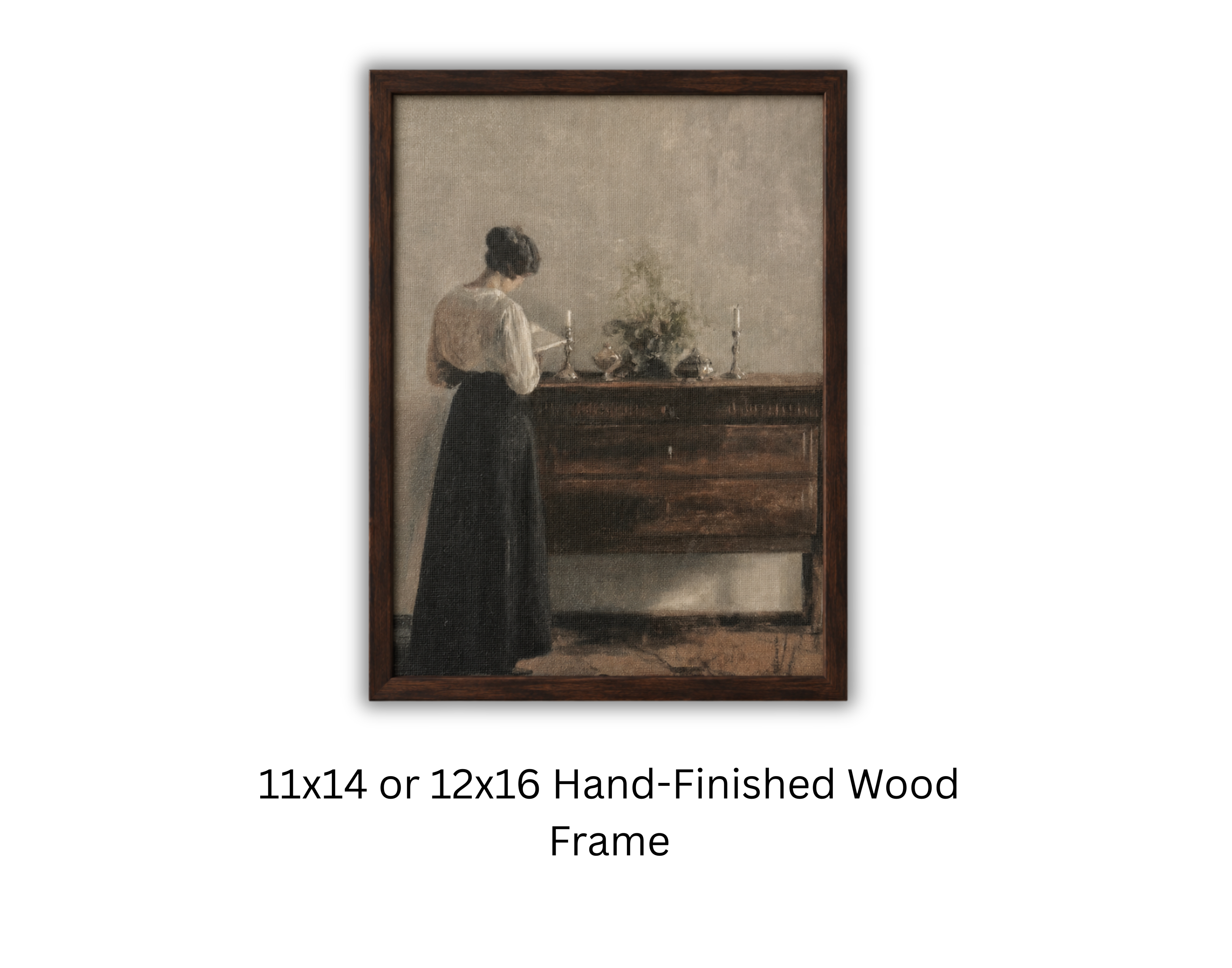 Woman at the Dresser – Vintage Interior Canvas Print- Framed