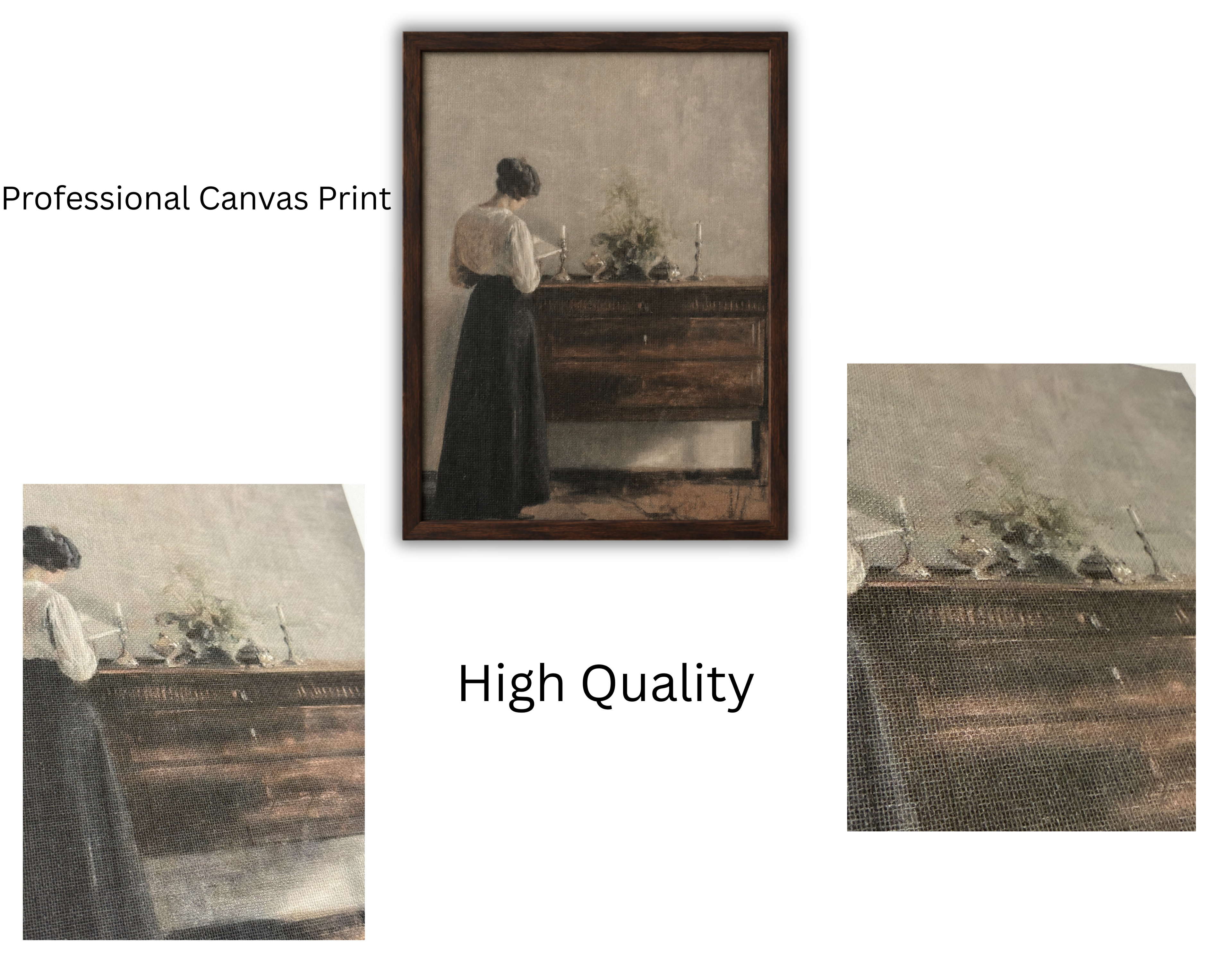 Woman at the Dresser – Vintage Interior Canvas Print- Framed