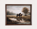 Vintage Style Horse Landscape Print-Framed