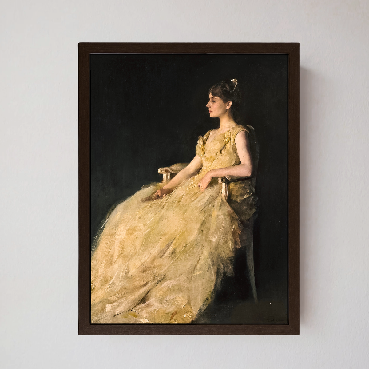 Elegant Lady in Yellow Dress | Fine Art Reproduction | Vintage Portrait Fine Art Print