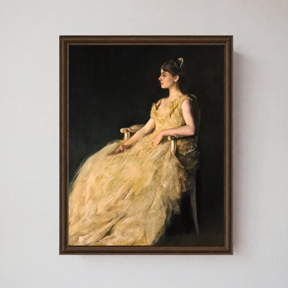 Elegant Lady in Yellow Dress | Fine Art Reproduction | Vintage Portrait Fine Art Print