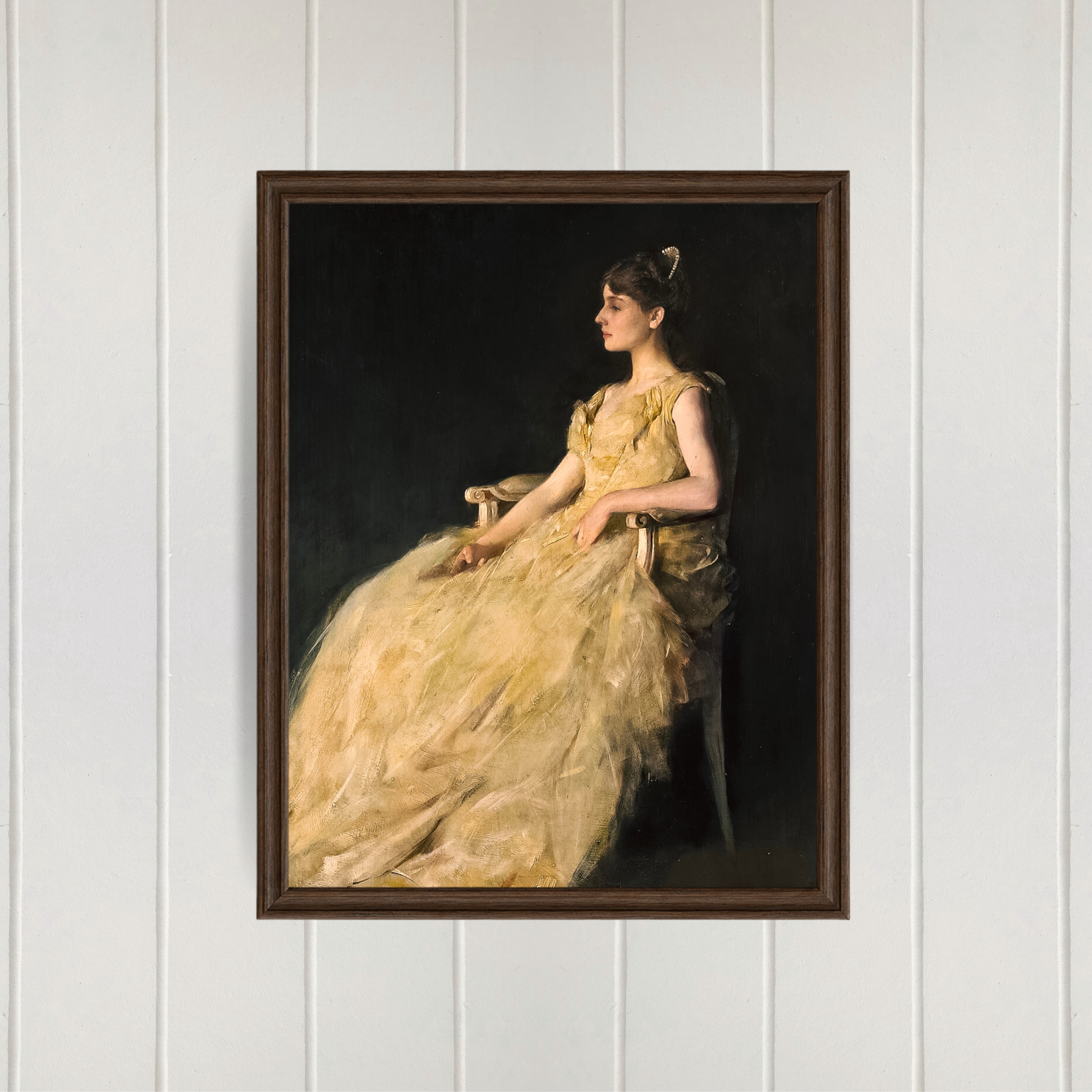 Elegant Lady in Yellow Dress | Fine Art Reproduction | Vintage Portrait Fine Art Print