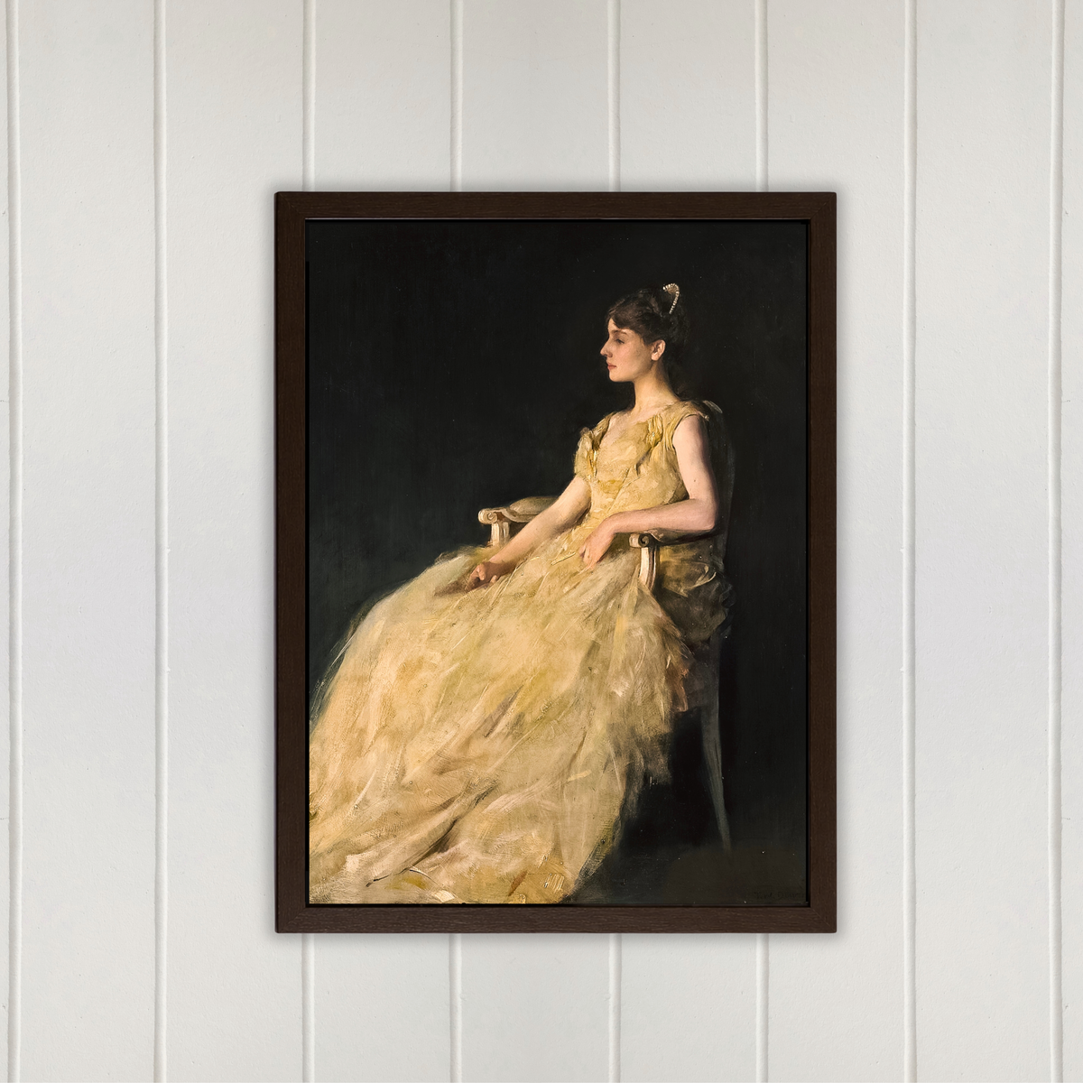 Elegant Lady in Yellow Dress | Fine Art Reproduction | Vintage Portrait Fine Art Print