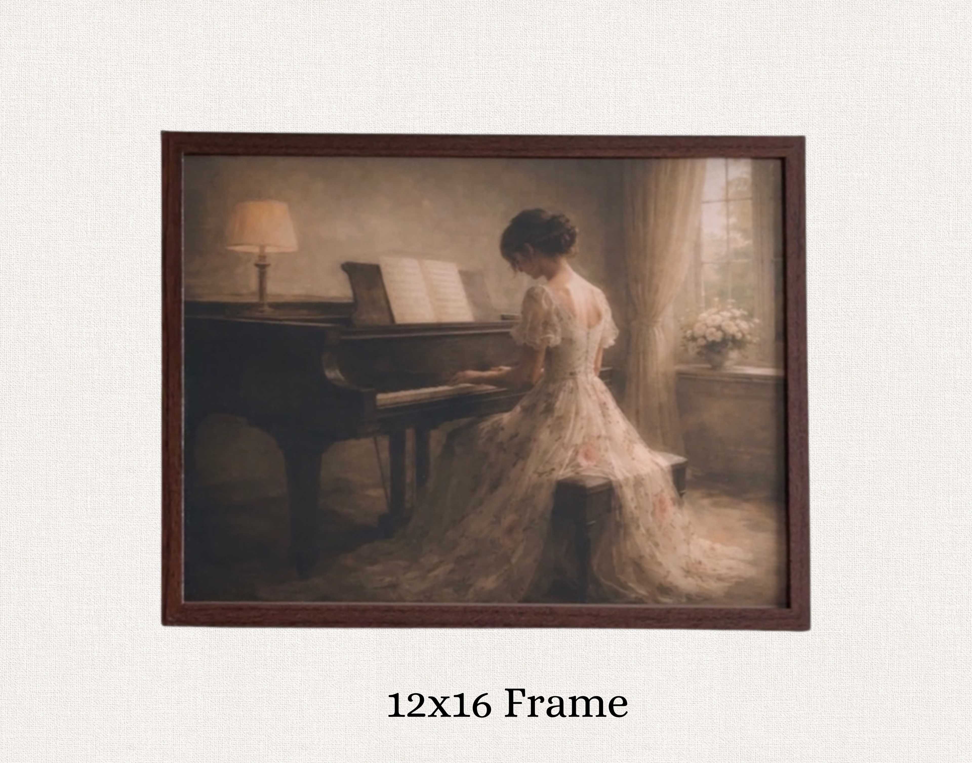 "Piano Lady" Vintage Style print-Framed
