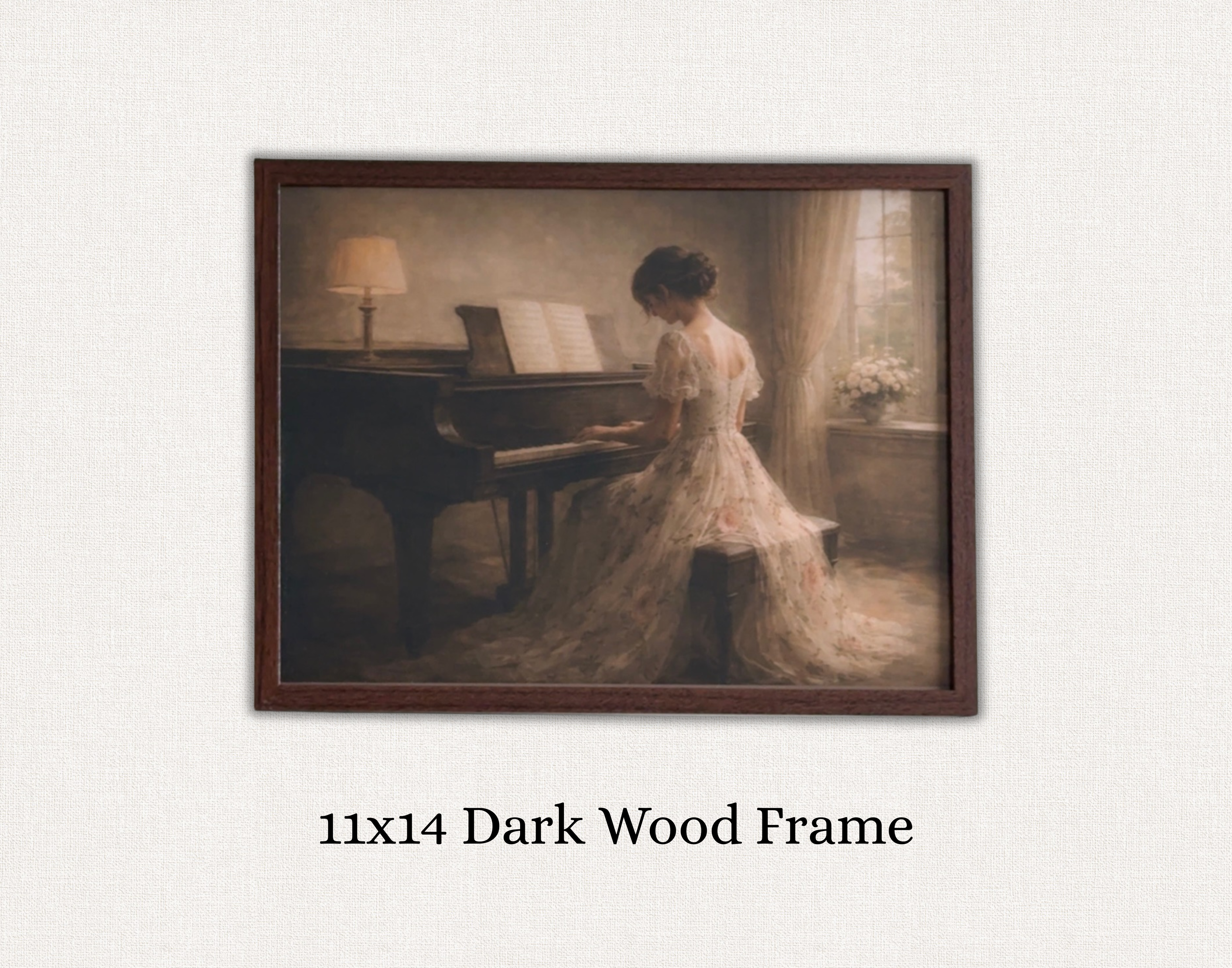 "Piano Lady" Vintage Style print-Framed