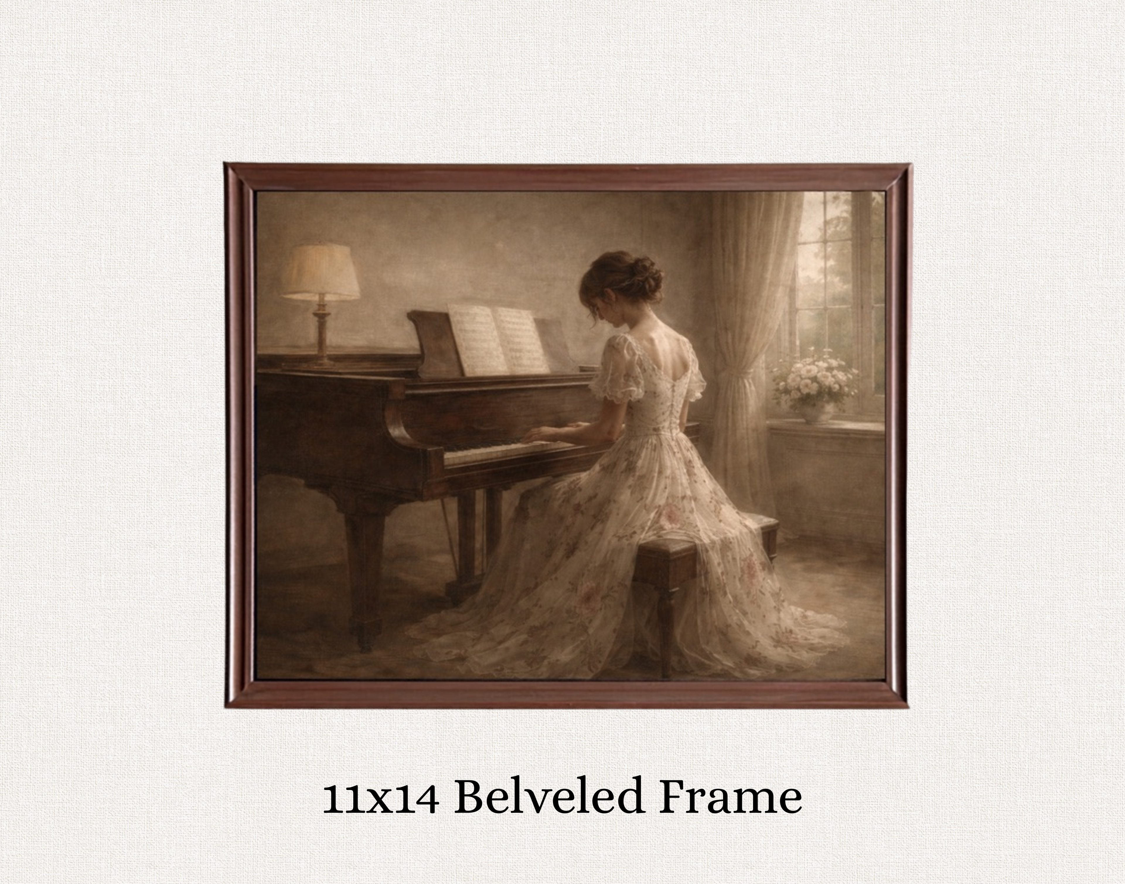 "Piano Lady" Vintage Style print-Framed
