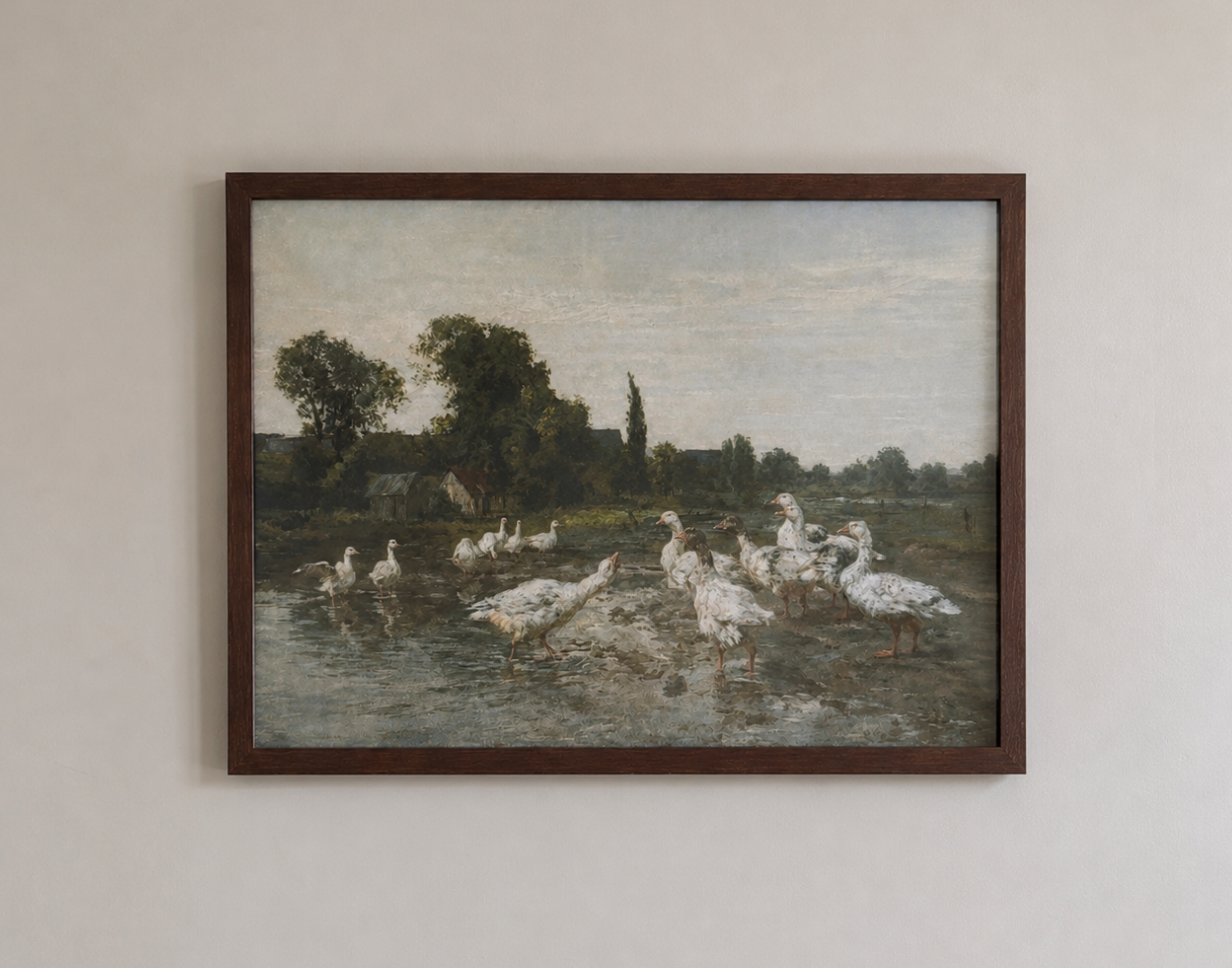 Vintage Geese Landscape Print