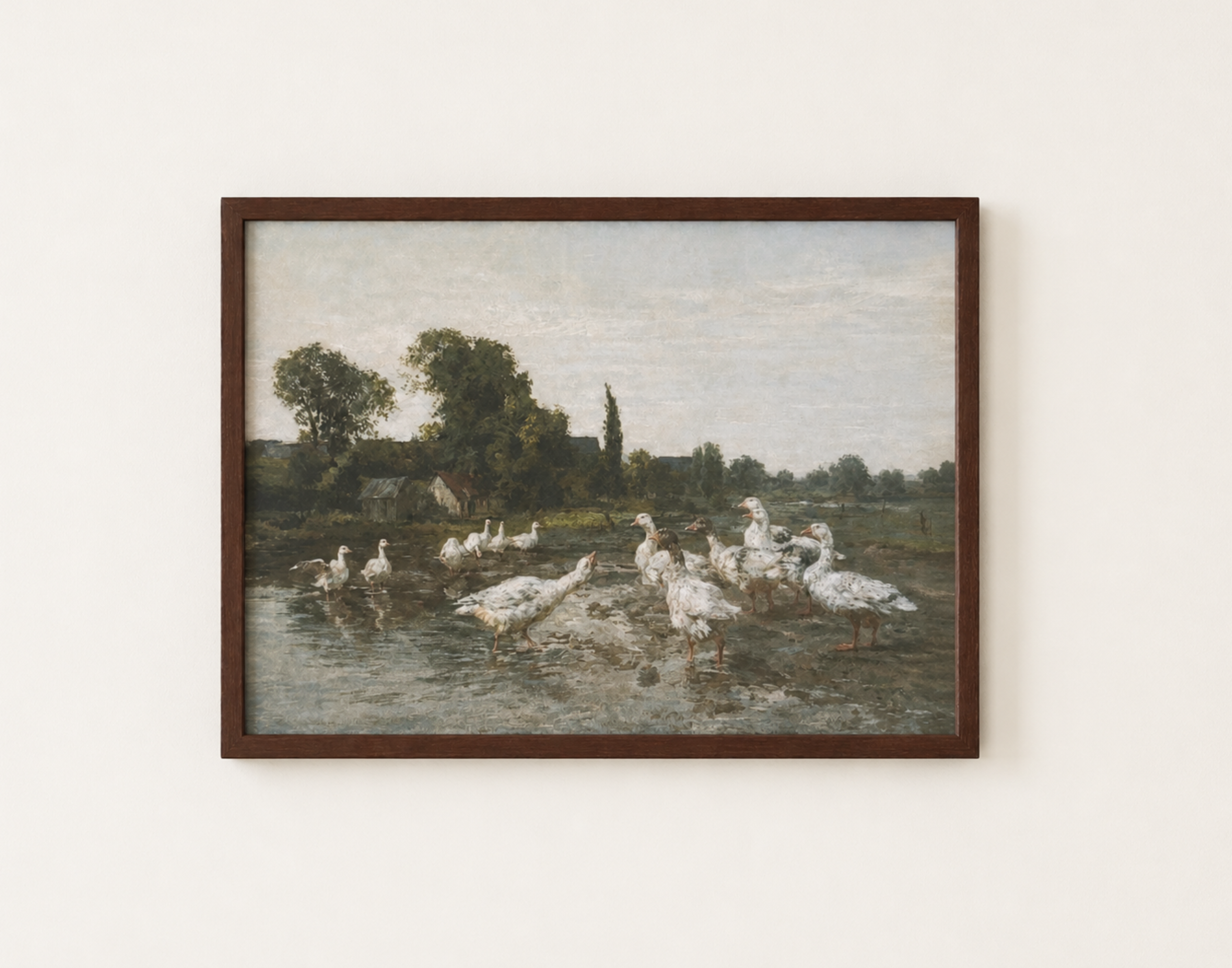 Vintage Geese Landscape Print