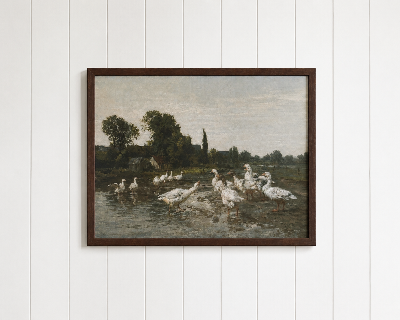 Vintage Geese Landscape Print