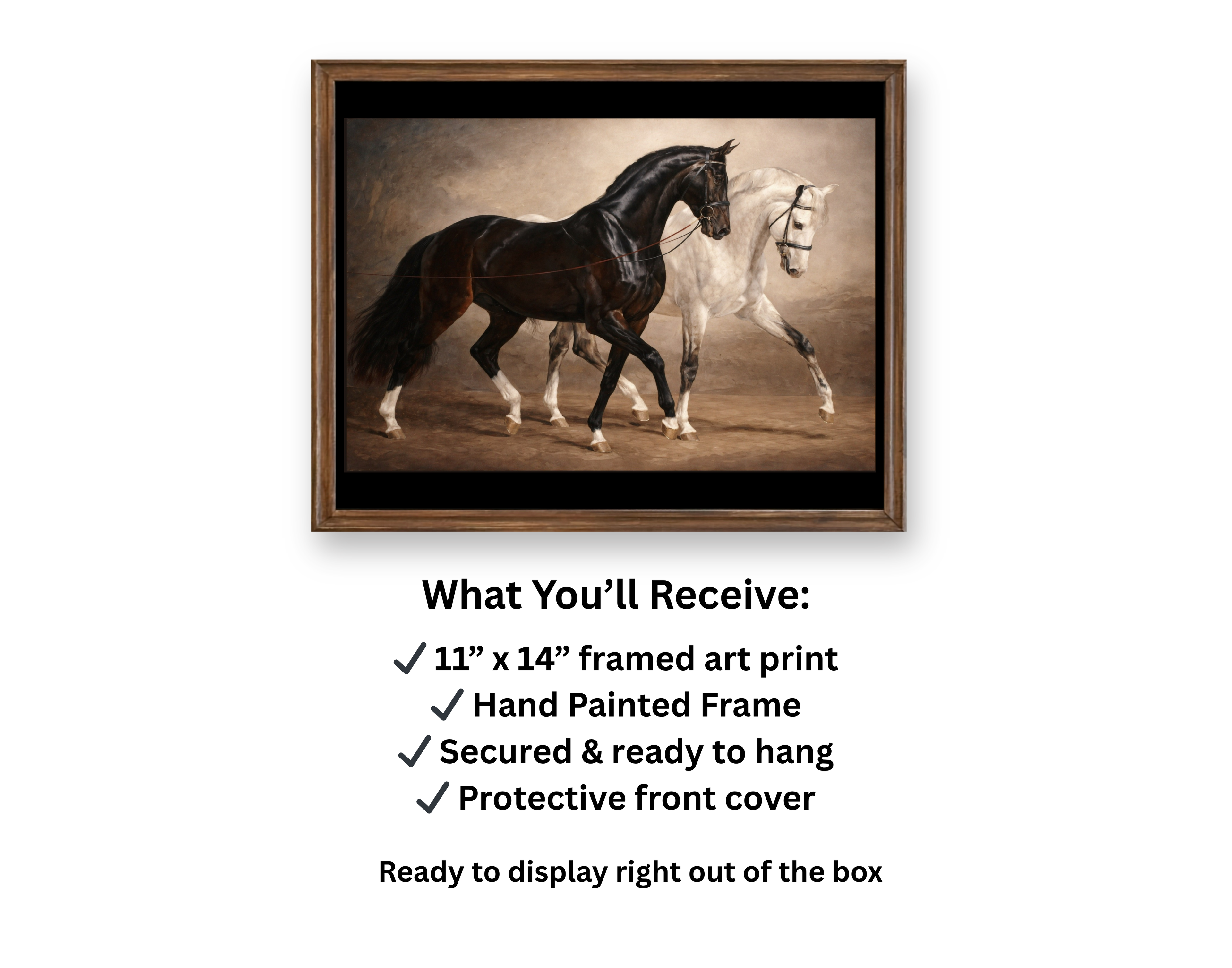 Vintage Style Equestrian Art Print- Framed 11x14