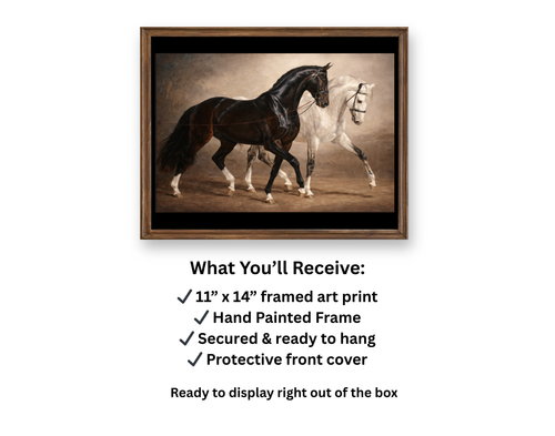 Vintage Style Equestrian Art Print- Framed 11x14