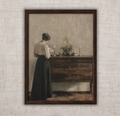 Woman at the Dresser – Vintage Interior Canvas Print- Framed