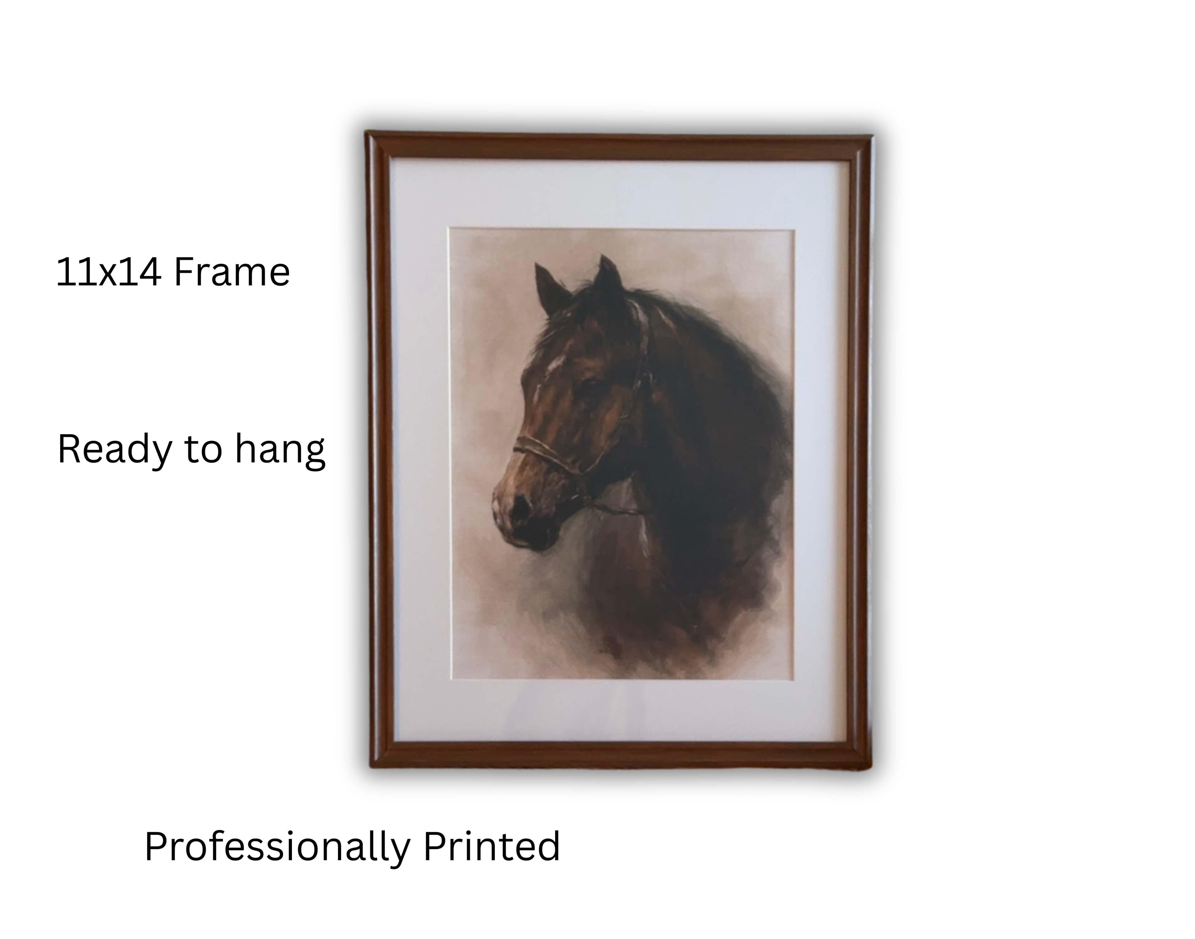 Vintage Style Horse Print- Framed 11x14