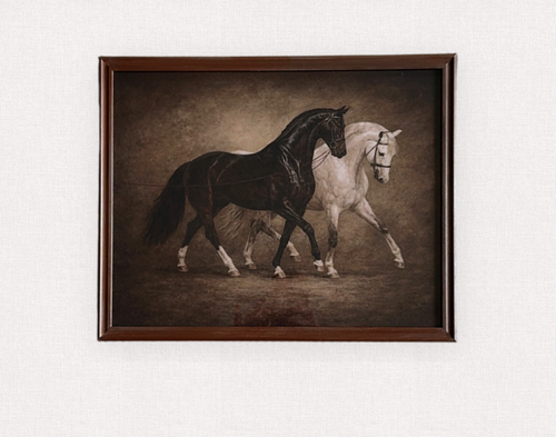 Moody Vintage Style Equestrian Framed Art