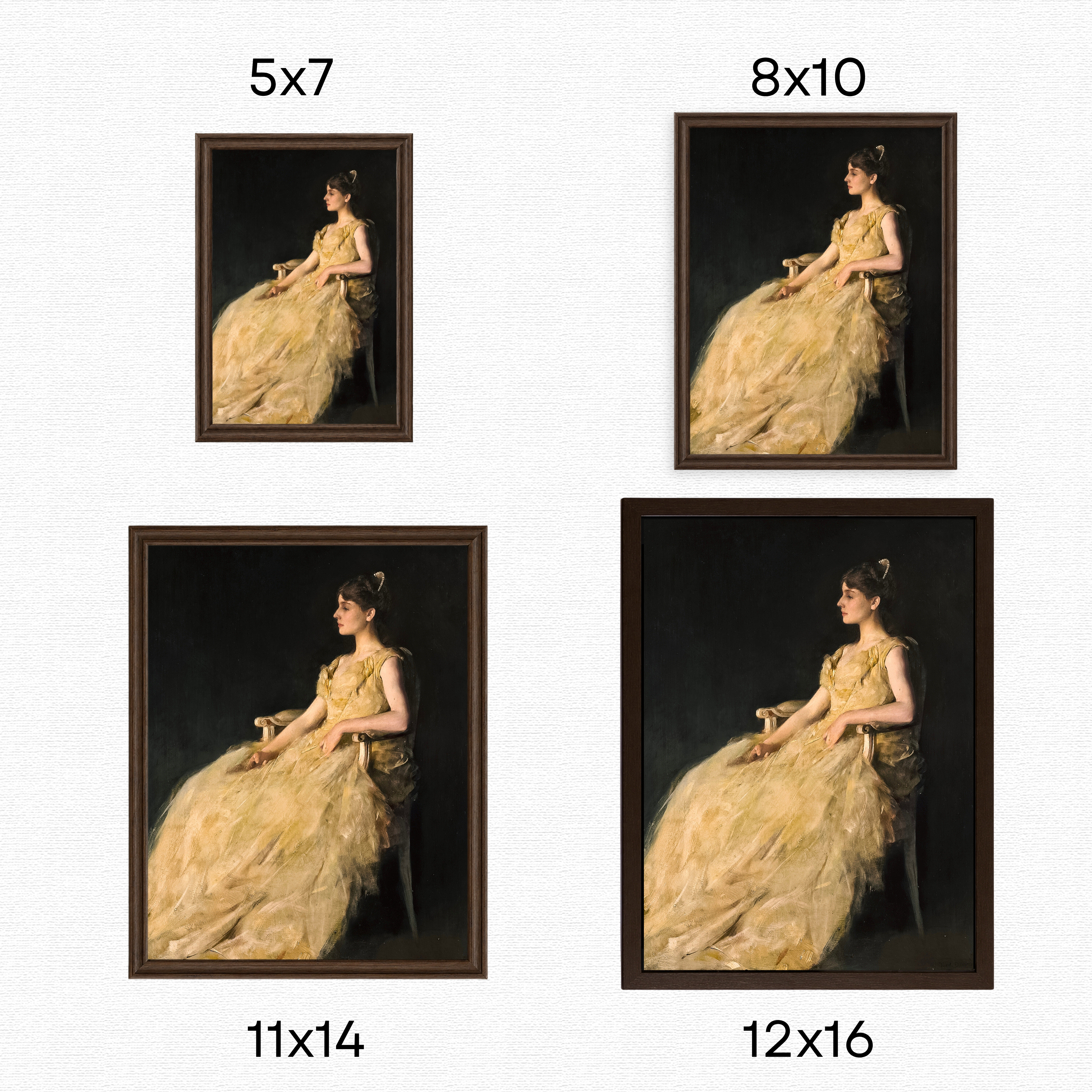 Elegant Lady in Yellow Dress | Fine Art Reproduction | Vintage Portrait Fine Art Print