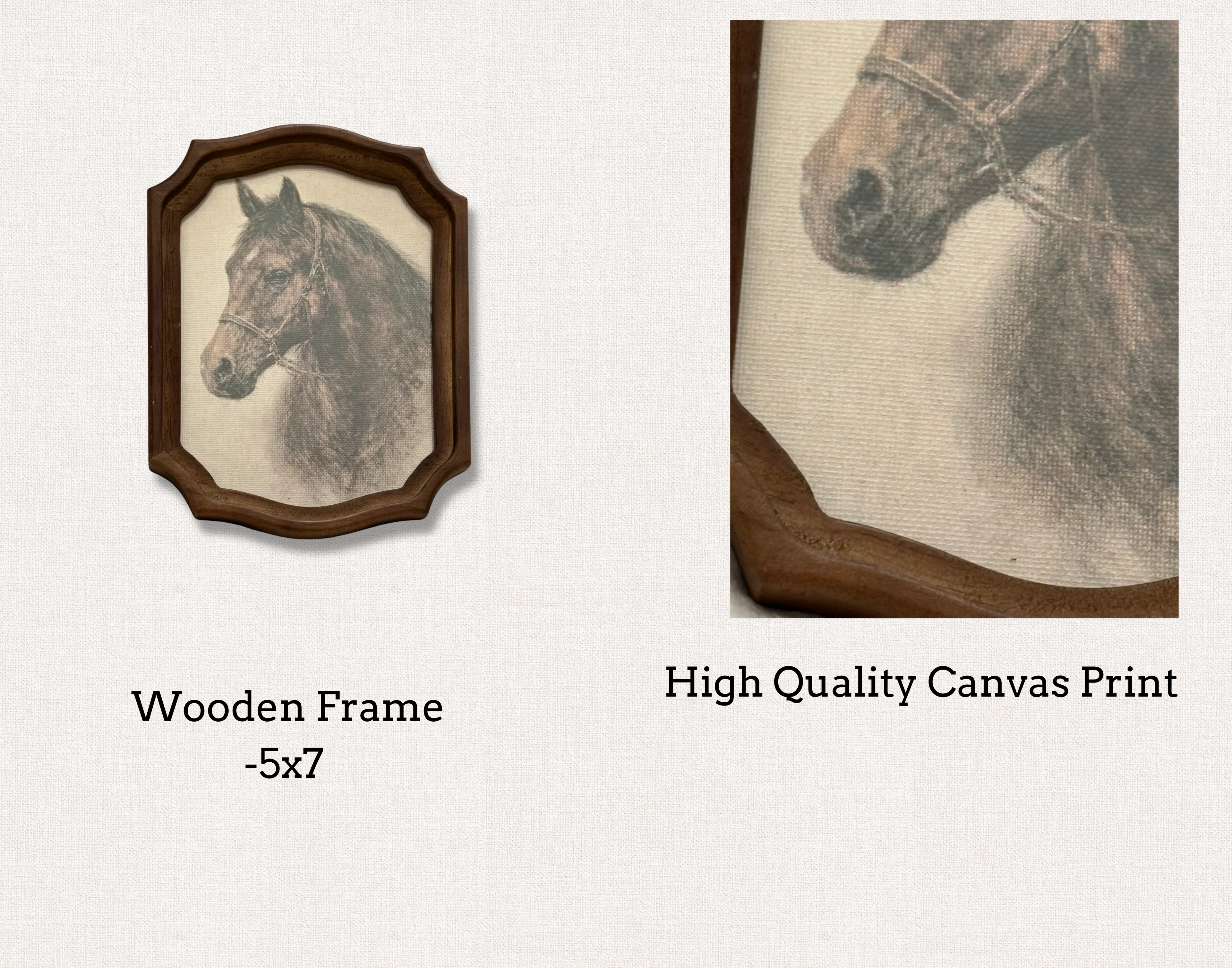 Vintage CANVAS Framed Horse Picture- 5x7