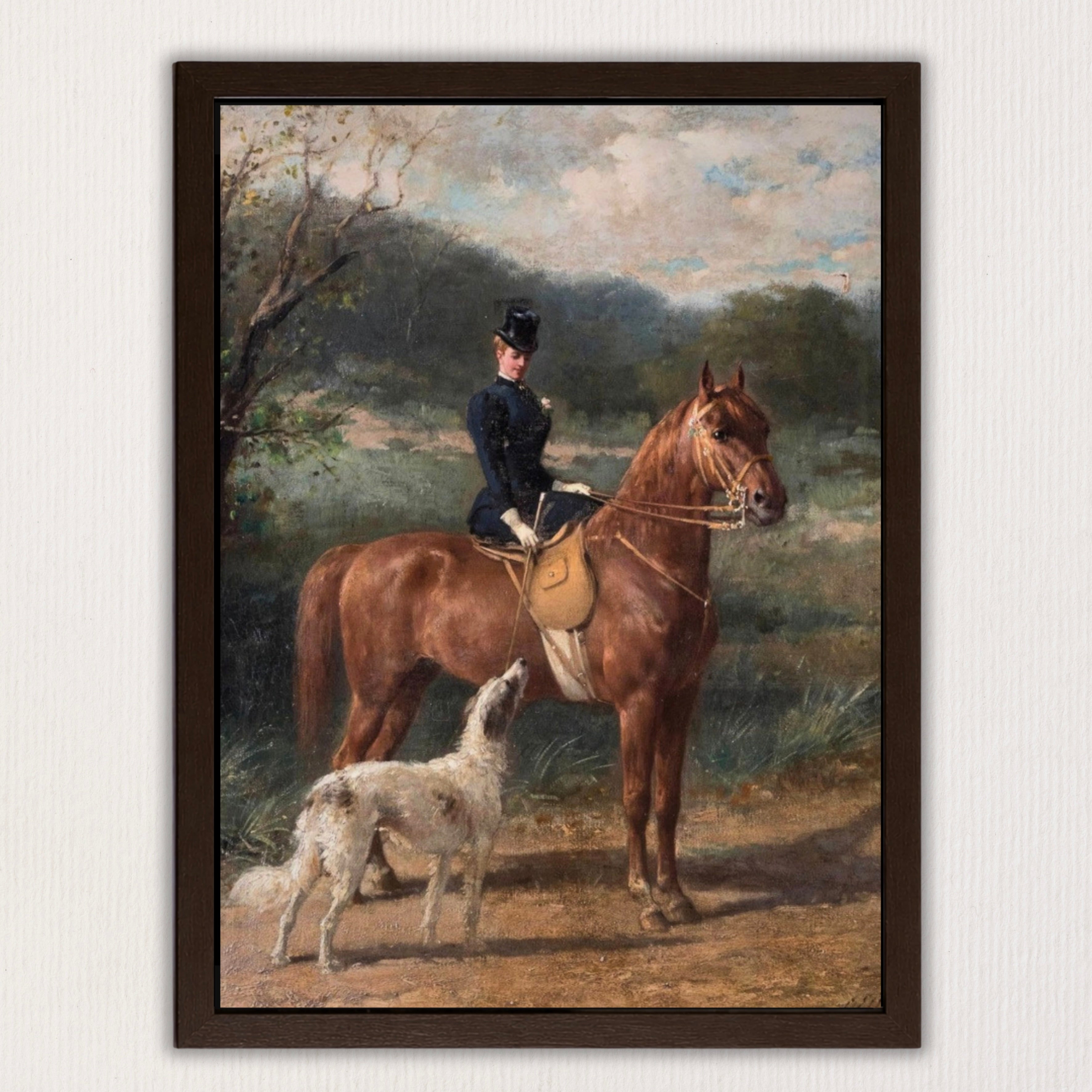 Lady on Horseback | Premium Vintage Framed Equestrian Art Print