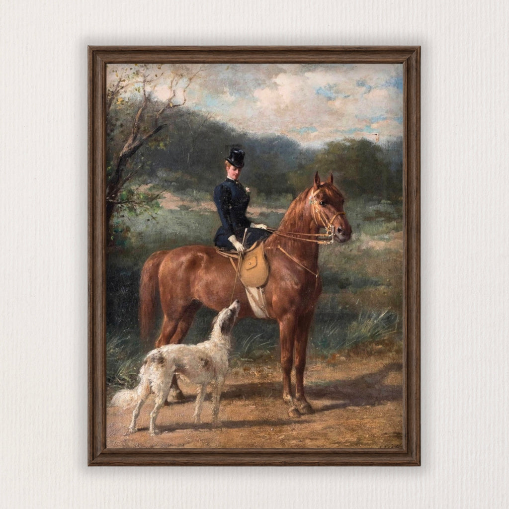 Lady on Horseback | Premium Vintage Framed Equestrian Art Print