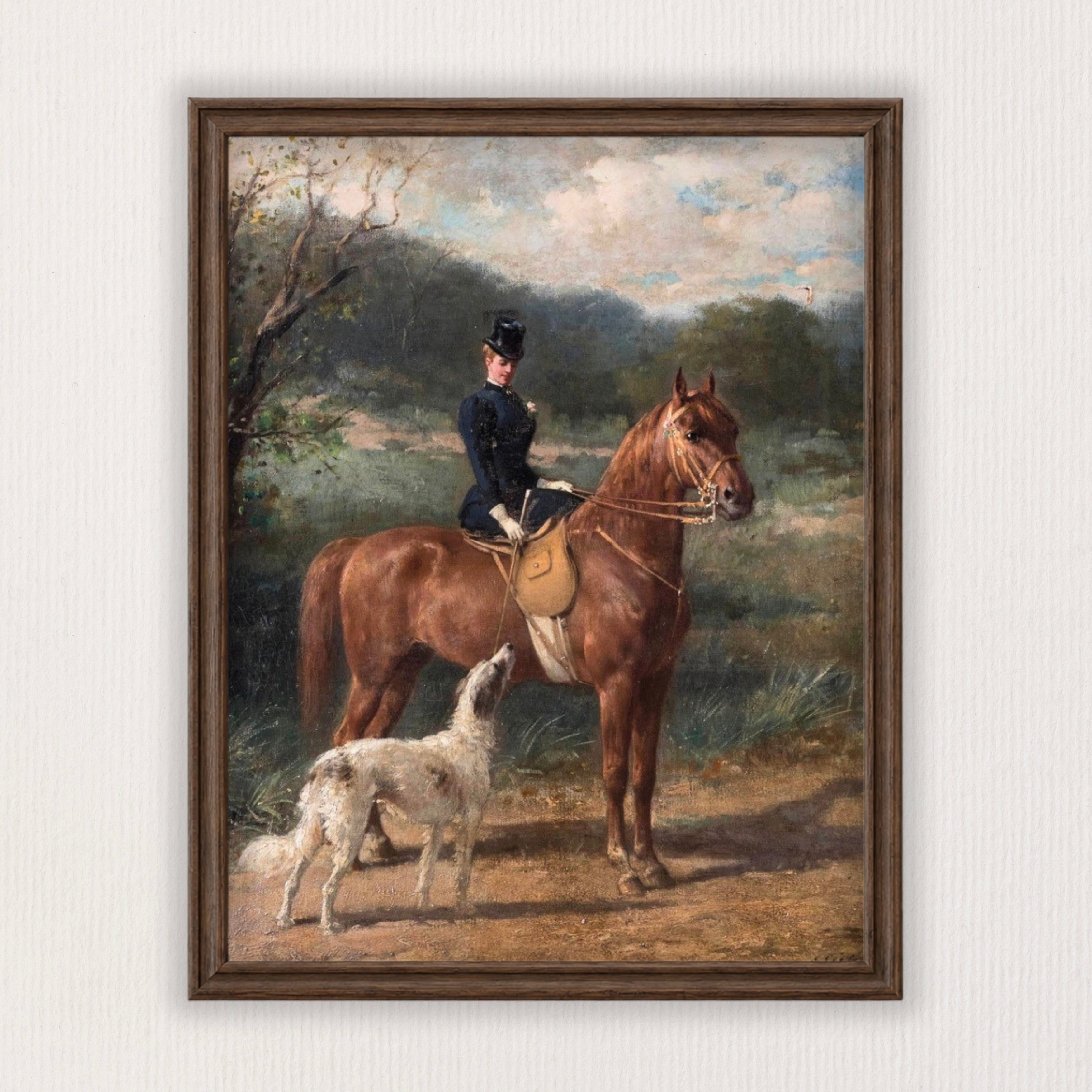 Lady on Horseback | Premium Vintage Framed Equestrian Art Print