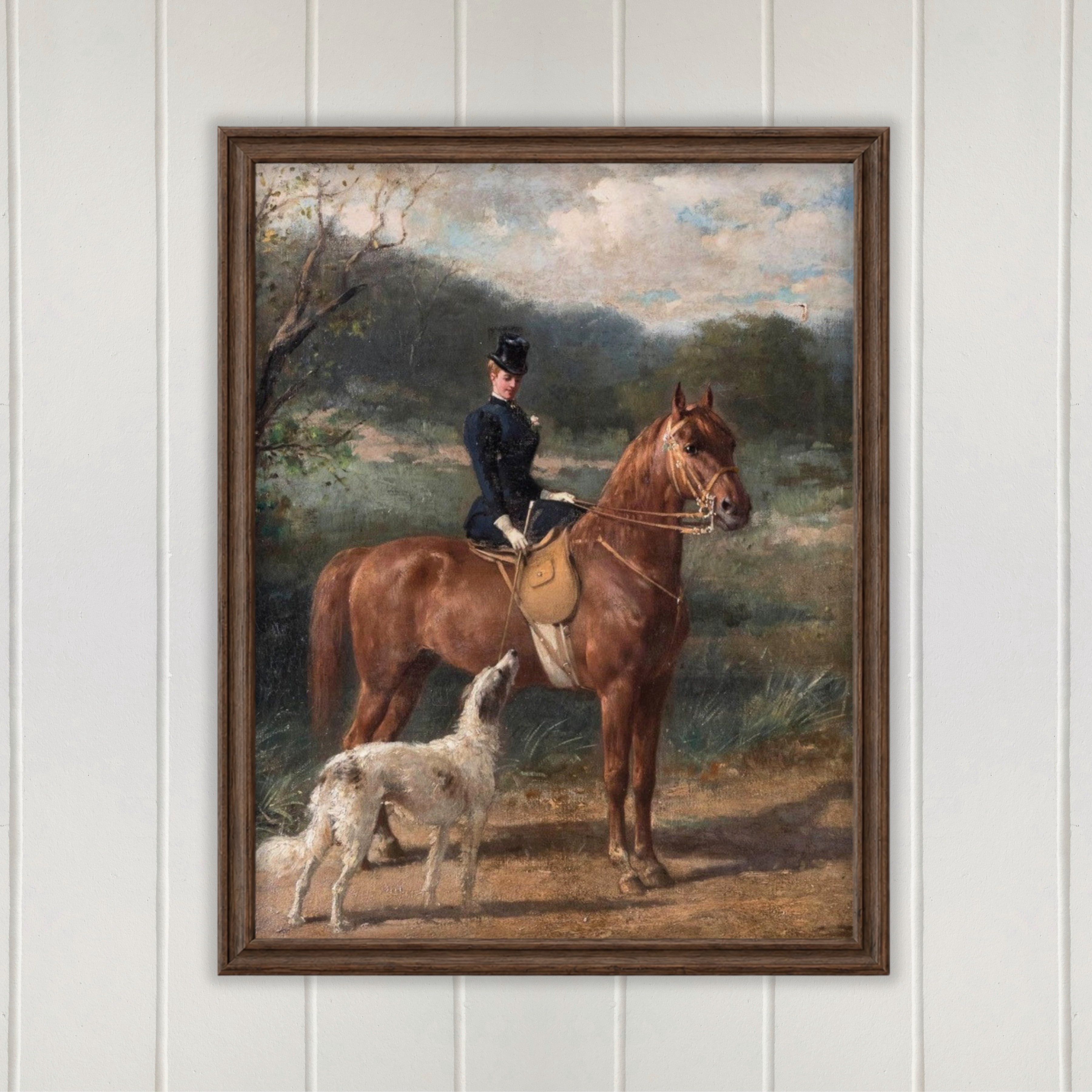Lady on Horseback | Premium Vintage Framed Equestrian Art Print
