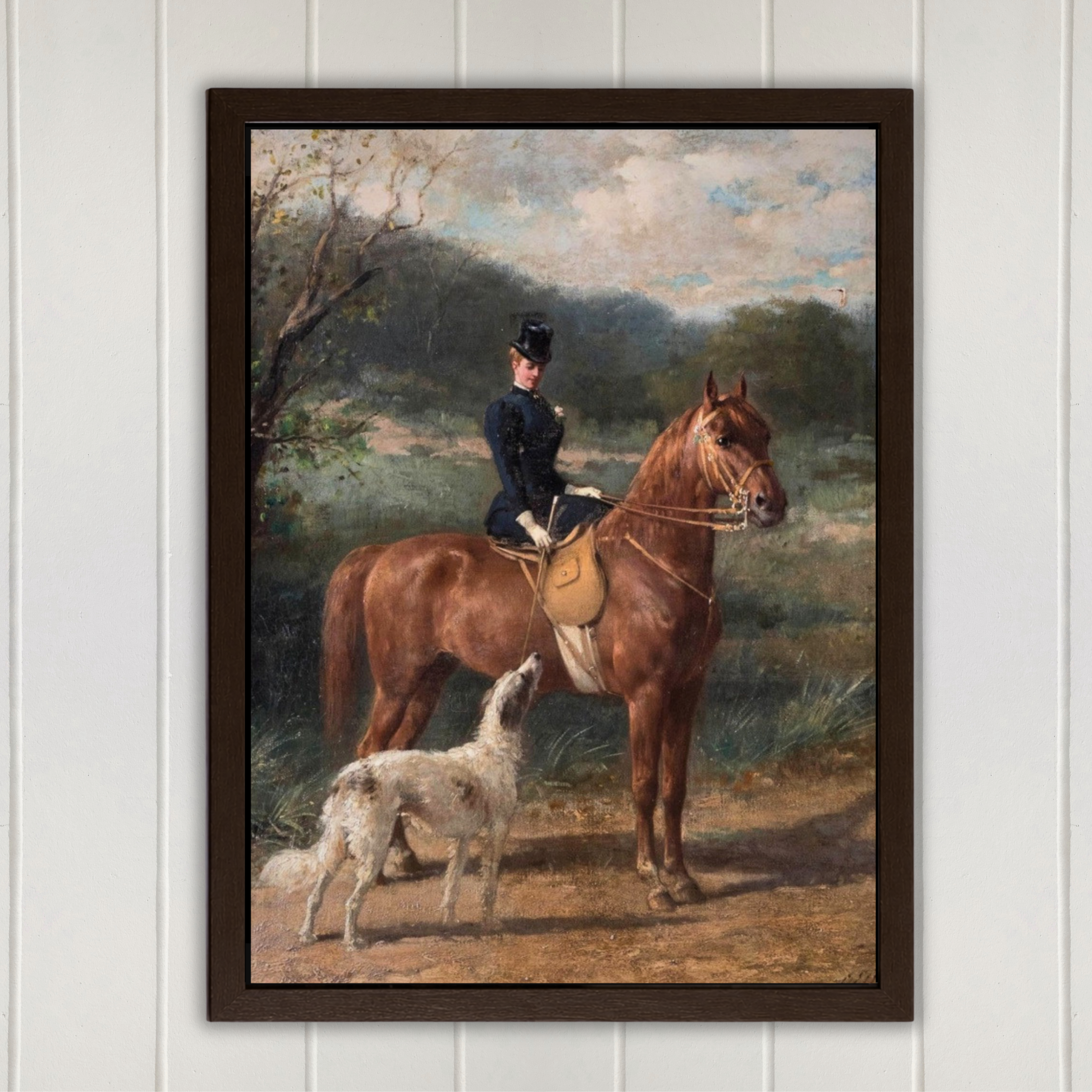 Lady on Horseback | Premium Vintage Framed Equestrian Art Print