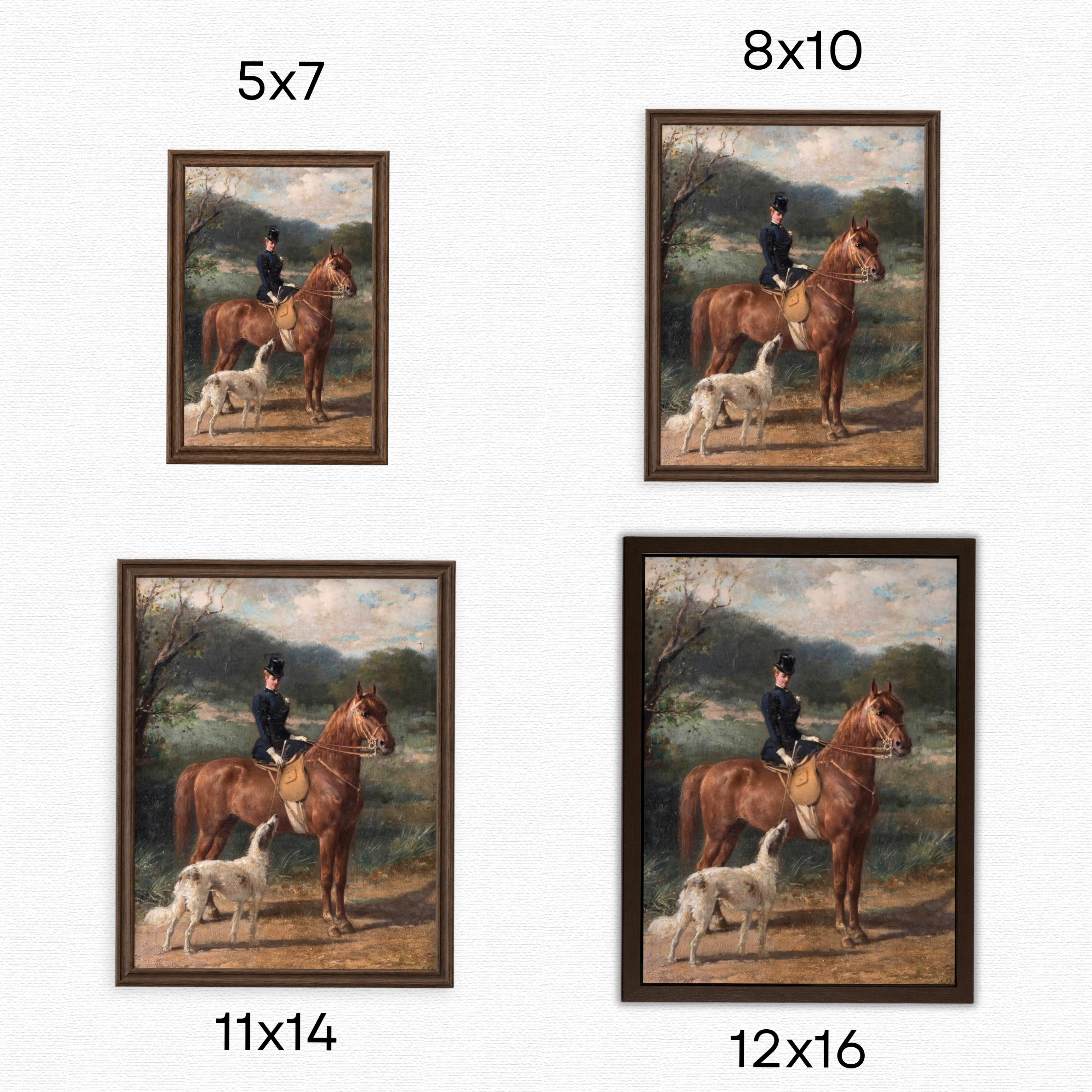 Lady on Horseback | Premium Vintage Framed Equestrian Art Print