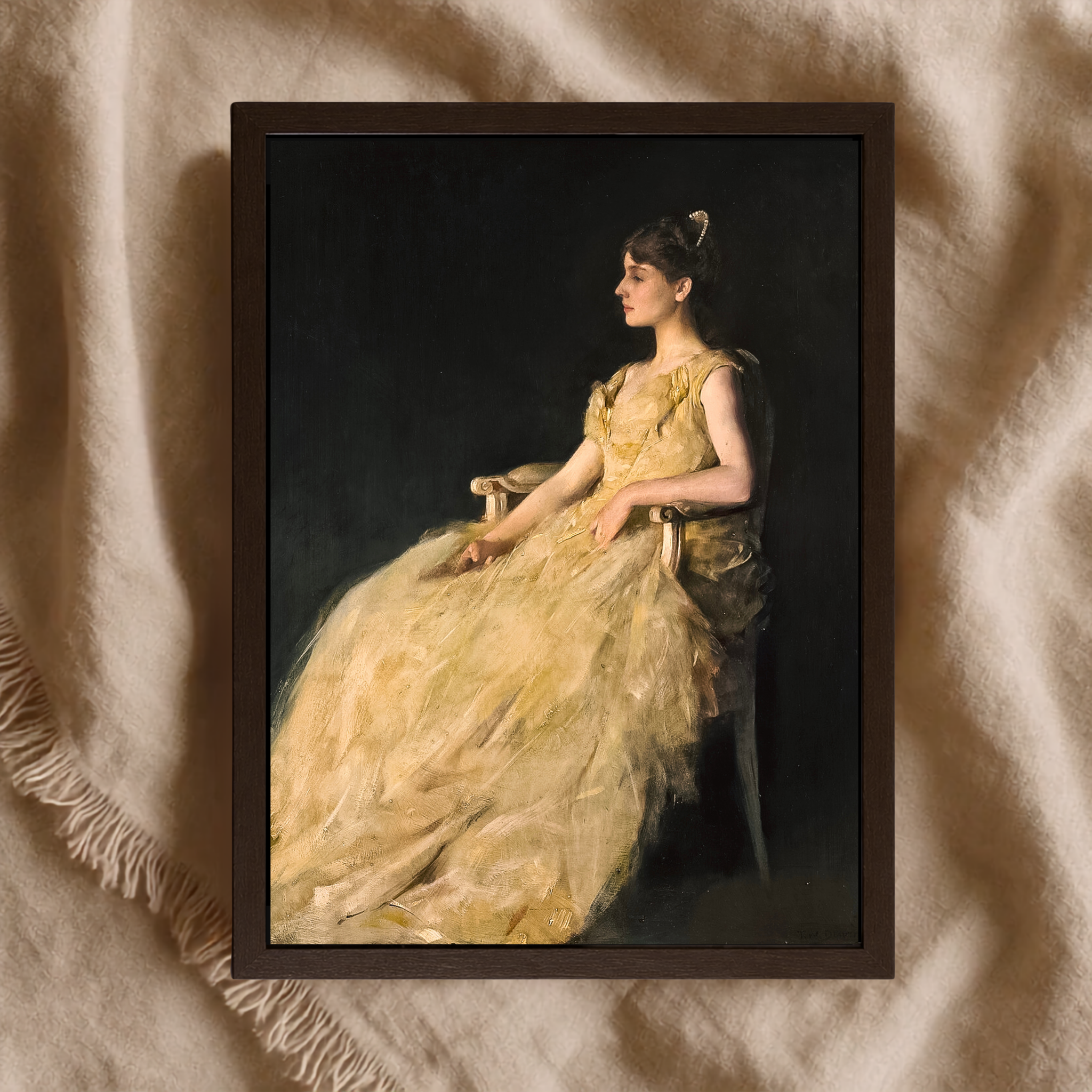 Elegant Lady in Yellow Dress | Fine Art Reproduction | Vintage Portrait Fine Art Print