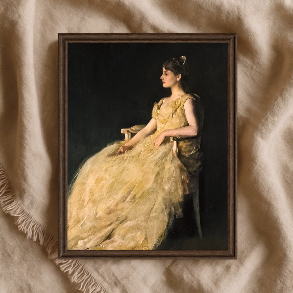 Elegant Lady in Yellow Dress | Fine Art Reproduction | Vintage Portrait Fine Art Print